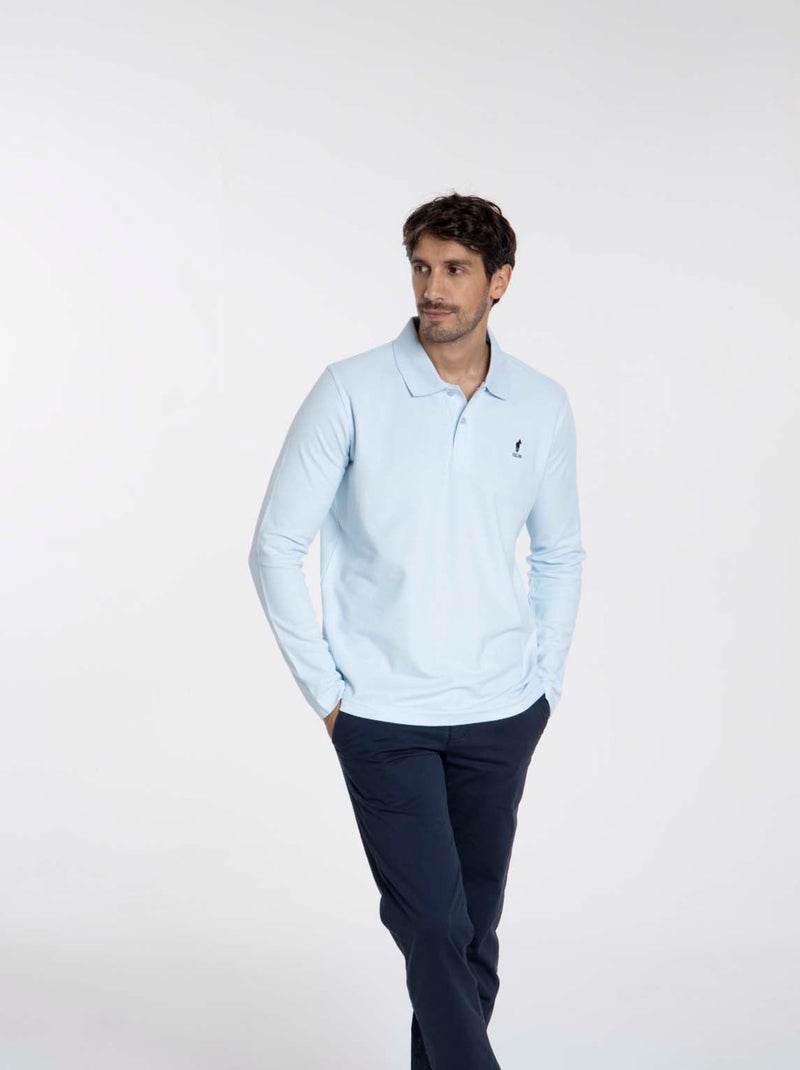 Gentleman Farmer - Polos manches longues en coton ORLEANS Bleu ciel - Kiabi