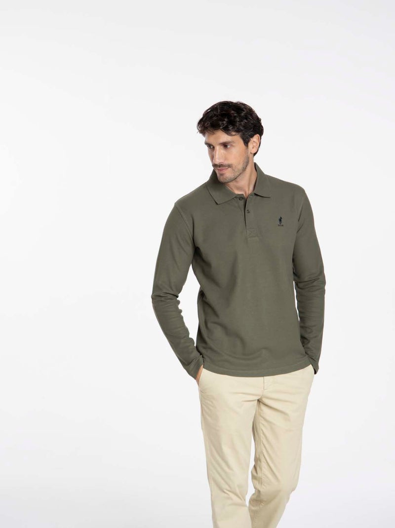 Gentleman Farmer - Polos manches longues en coton ORLEANS Kaki - Kiabi