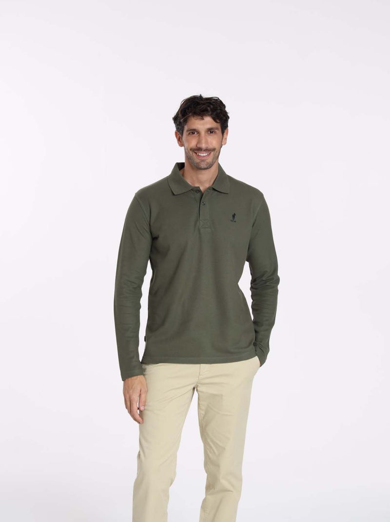 Gentleman Farmer - Polos manches longues en coton ORLEANS Kaki - Kiabi