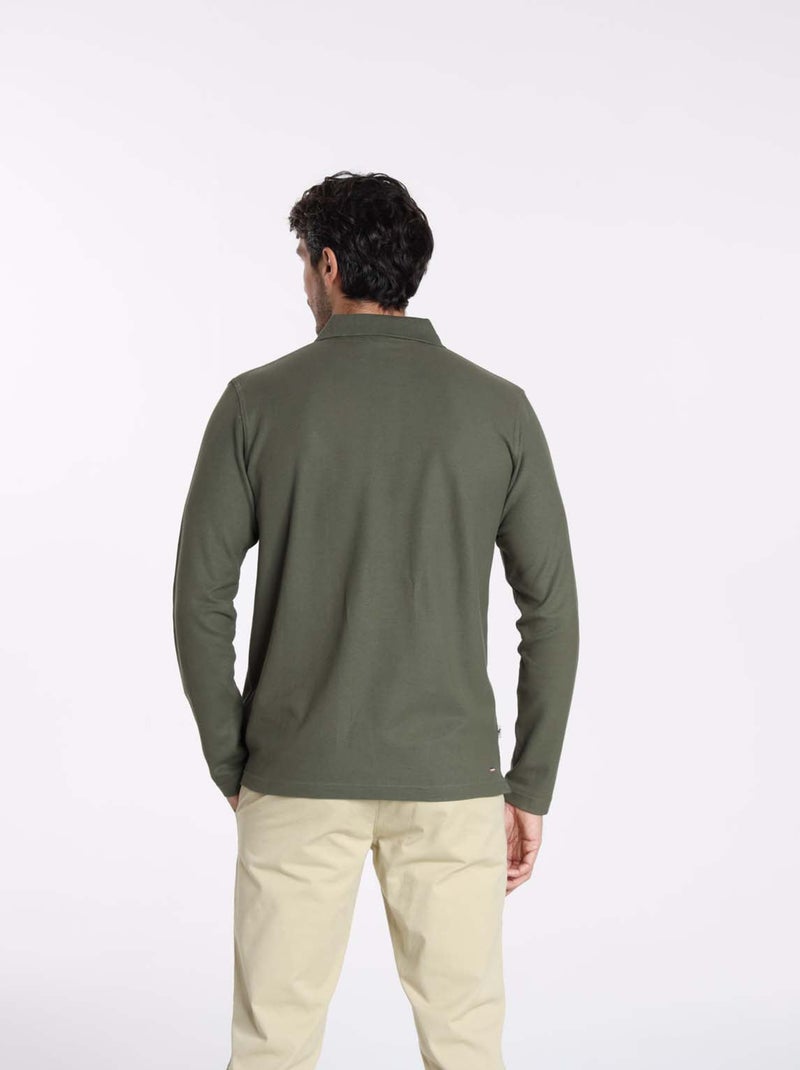 Gentleman Farmer - Polos manches longues en coton ORLEANS Kaki - Kiabi