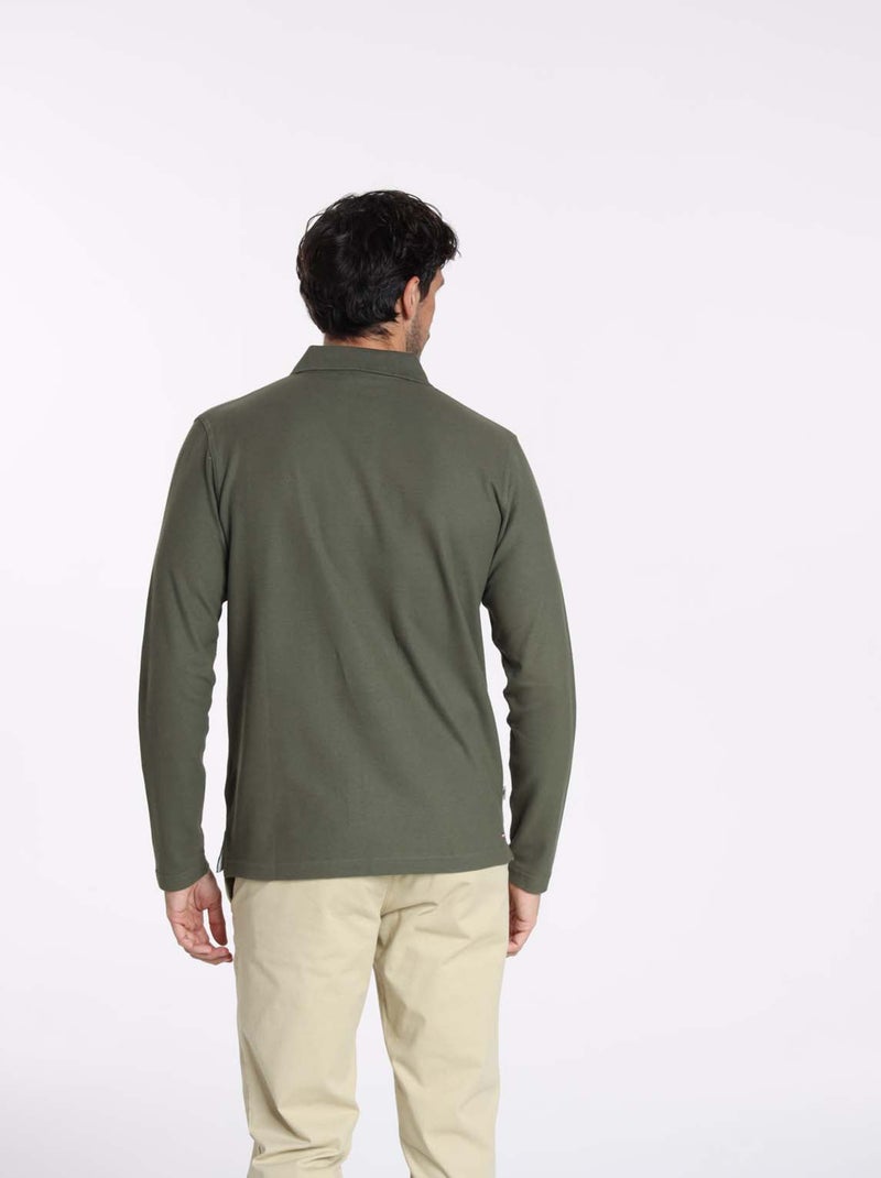 Gentleman Farmer - Polos manches longues en coton ORLEANS Kaki - Kiabi