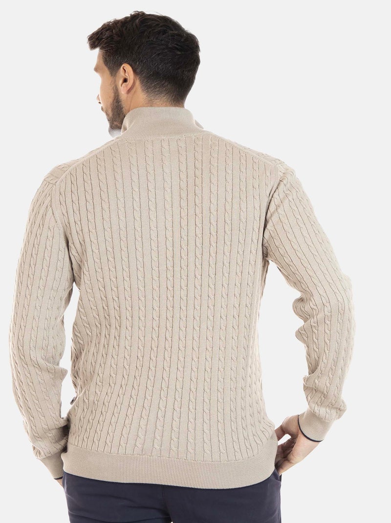 Gentleman Farmer - Pull col camioneur  en coton LANO Camel - Kiabi