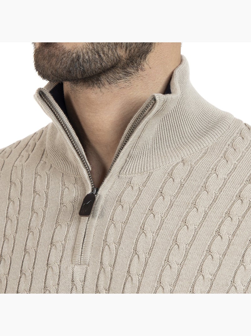 Gentleman Farmer - Pull col camioneur  en coton LANO Camel - Kiabi