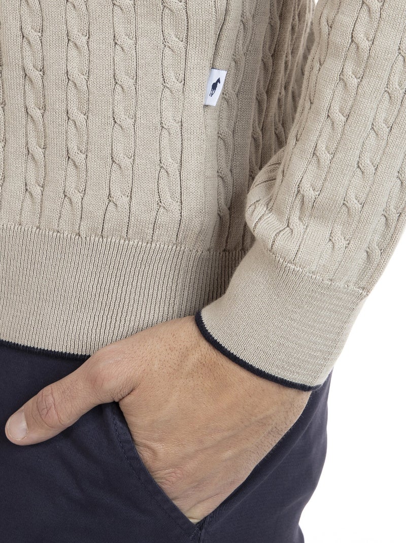 Gentleman Farmer - Pull col camioneur  en coton LANO Camel - Kiabi