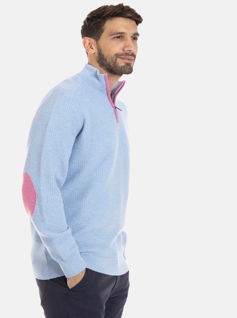 Gentleman Farmer - Pull col camioneur  en laine LYSE Bleu clair - Kiabi