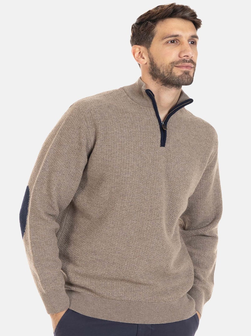 Gentleman Farmer - Pull col camioneur  en laine LYSE Camel - Kiabi