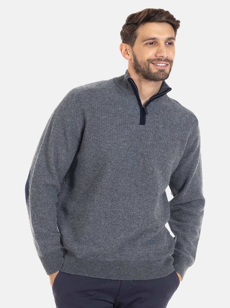 Gentleman Farmer - Pull col camioneur  en laine LYSE gris anthracite - Kiabi