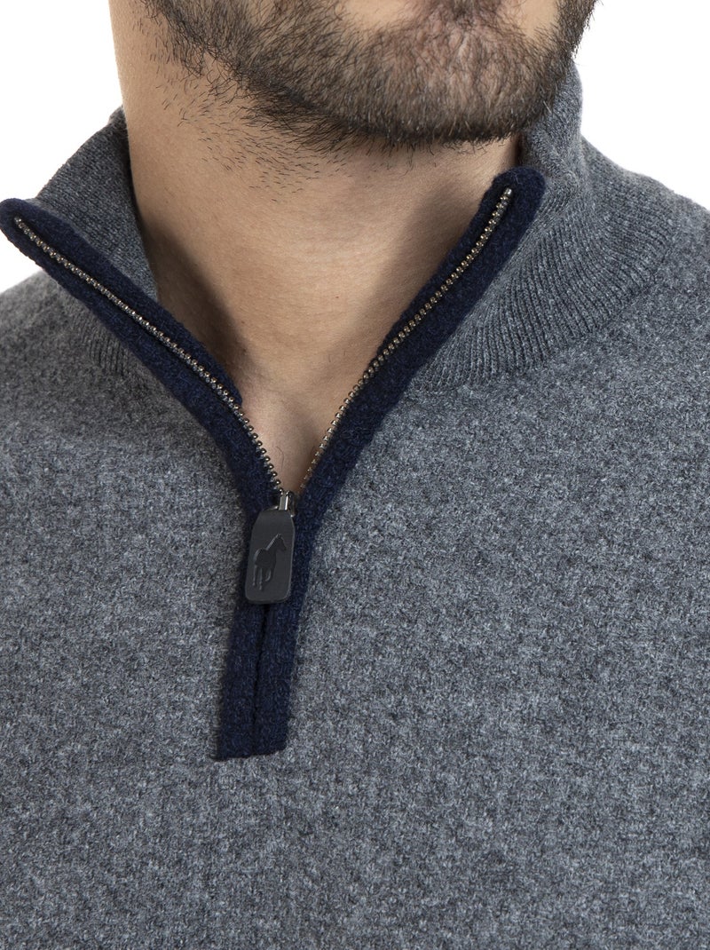 Gentleman Farmer - Pull col camioneur  en laine LYSE gris anthracite - Kiabi