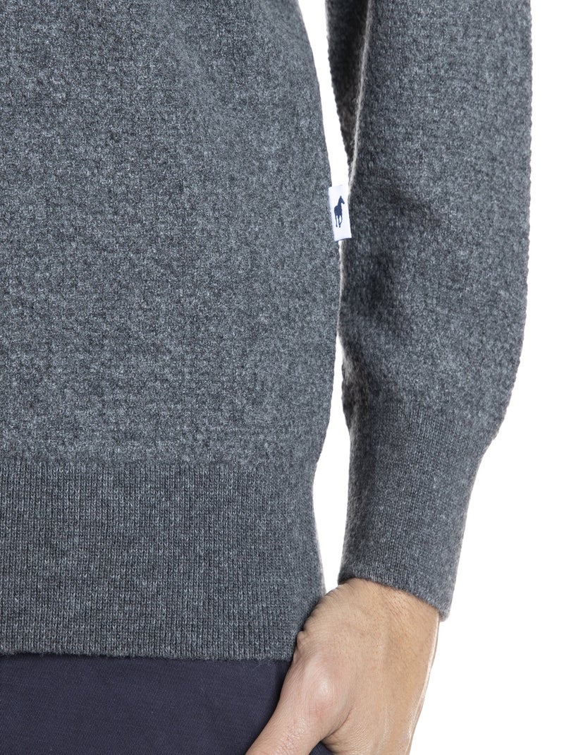Gentleman Farmer - Pull col camioneur  en laine LYSE gris anthracite - Kiabi
