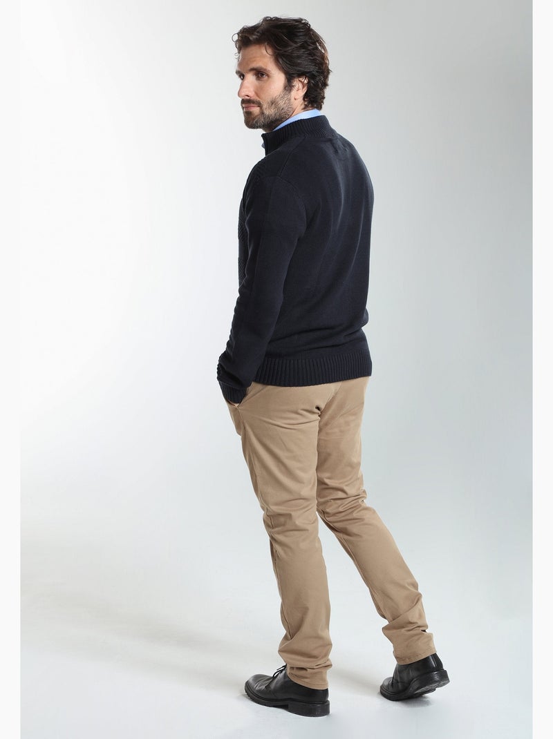 Gentleman farmer - pull col camionneur  en coton léopol Bleu marine - Kiabi