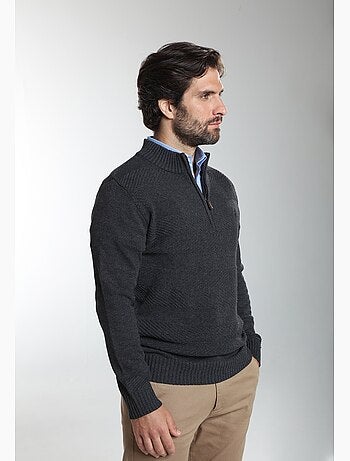 Gentleman farmer - pull col camionneur en coton léopol