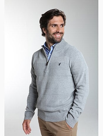 Gentleman farmer - pull col camionneur en coton léopol