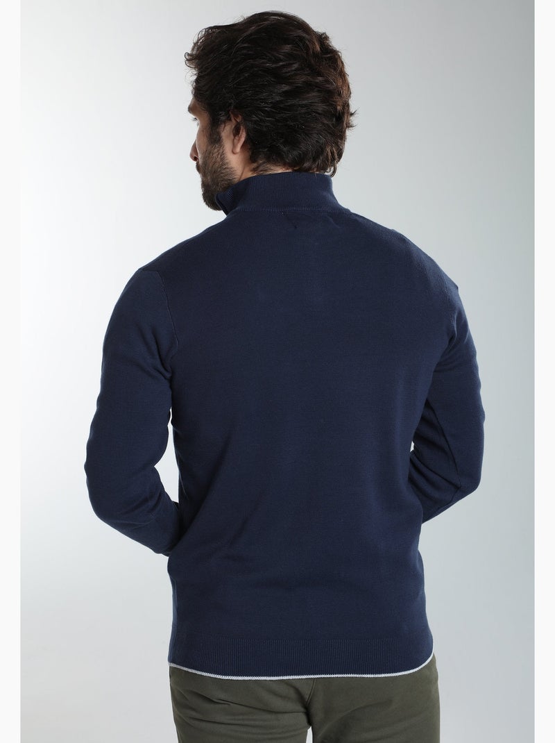 Gentleman farmer - pull col camionneur  en coton maxime Bleu marine - Kiabi