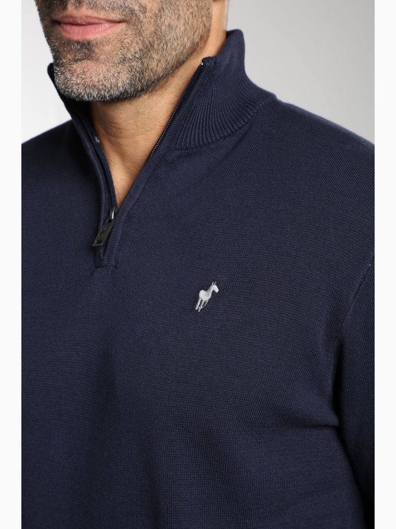 Gentleman Farmer - Pull col camionneur  en coton MILANO CAMIONNEUR Bleu marine - Kiabi