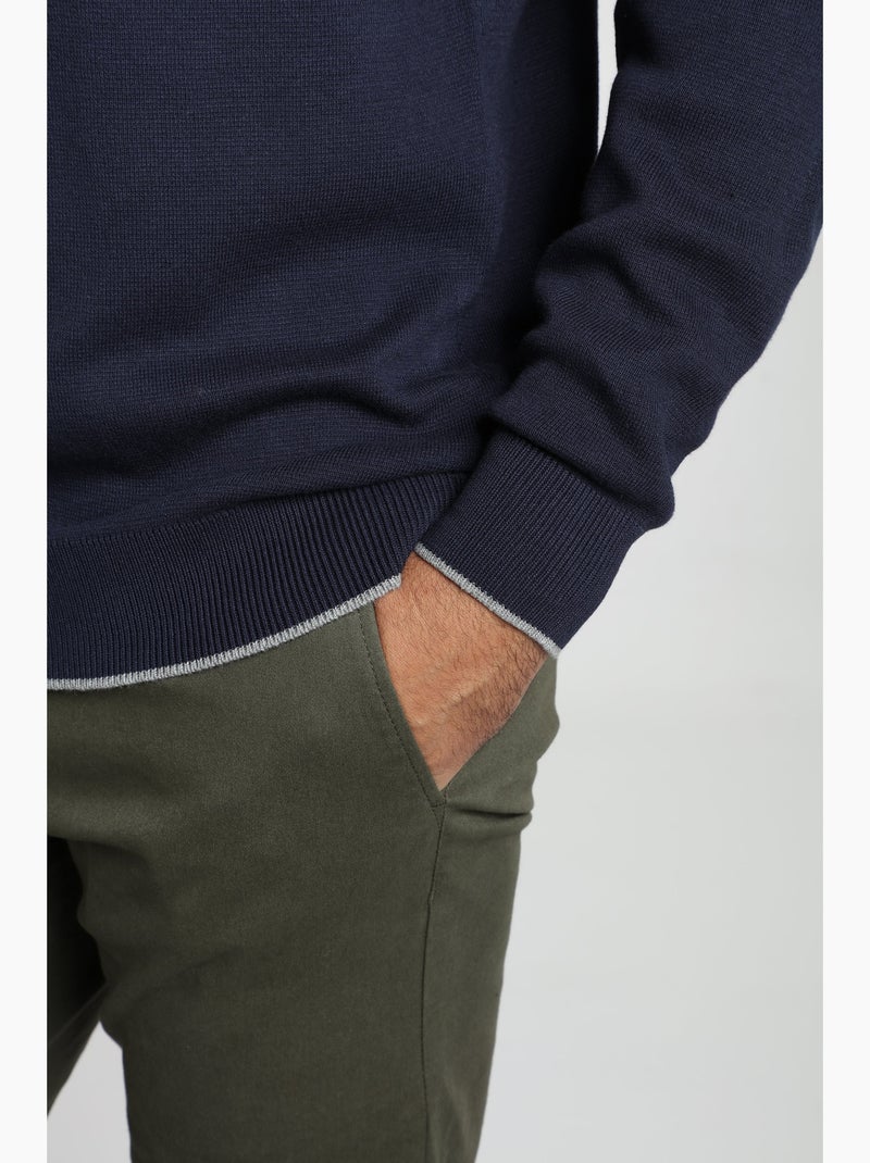 Gentleman Farmer - Pull col camionneur  en coton MILANO CAMIONNEUR Bleu marine - Kiabi