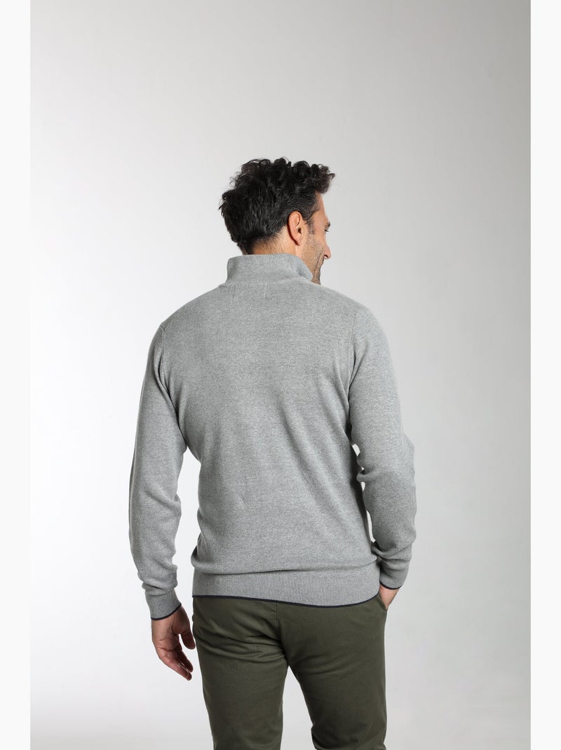 Gentleman Farmer - Pull col camionneur  en coton MILANO CAMIONNEUR Gris - Kiabi