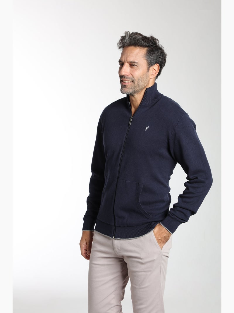 Gentleman Farmer - Pull col camionneur  en coton MILANO GILET Bleu marine - Kiabi
