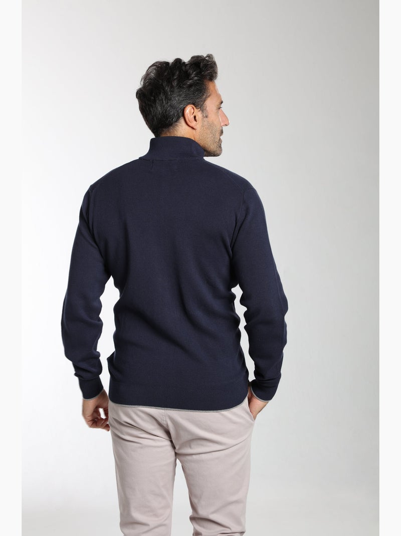 Gentleman Farmer - Pull col camionneur  en coton MILANO GILET Bleu marine - Kiabi