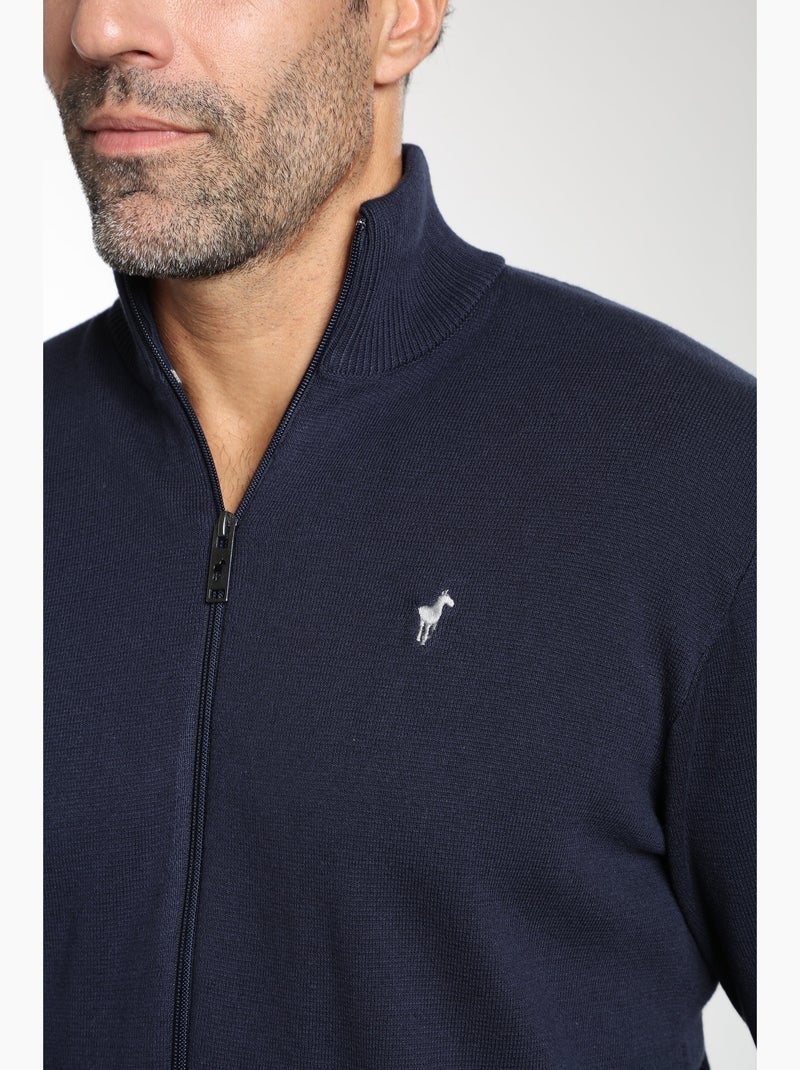 Gentleman Farmer - Pull col camionneur  en coton MILANO GILET Bleu marine - Kiabi