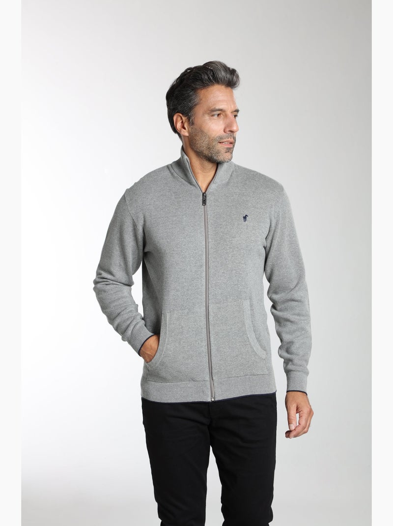 Gentleman Farmer - Pull col camionneur  en coton MILANO GILET Gris - Kiabi