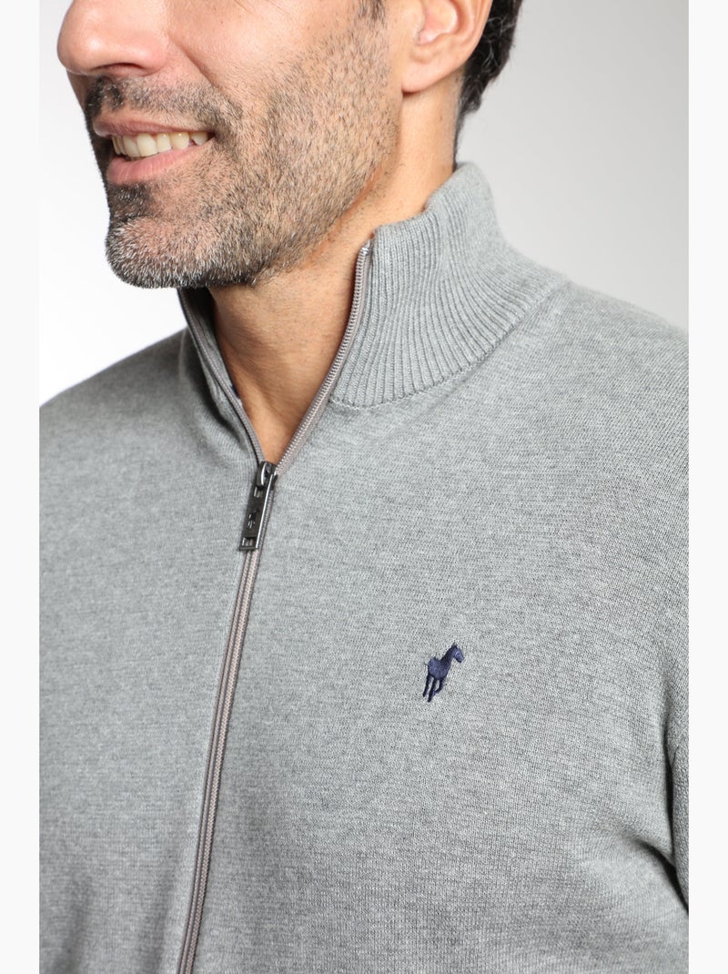 Gentleman Farmer - Pull col camionneur  en coton MILANO GILET Gris - Kiabi