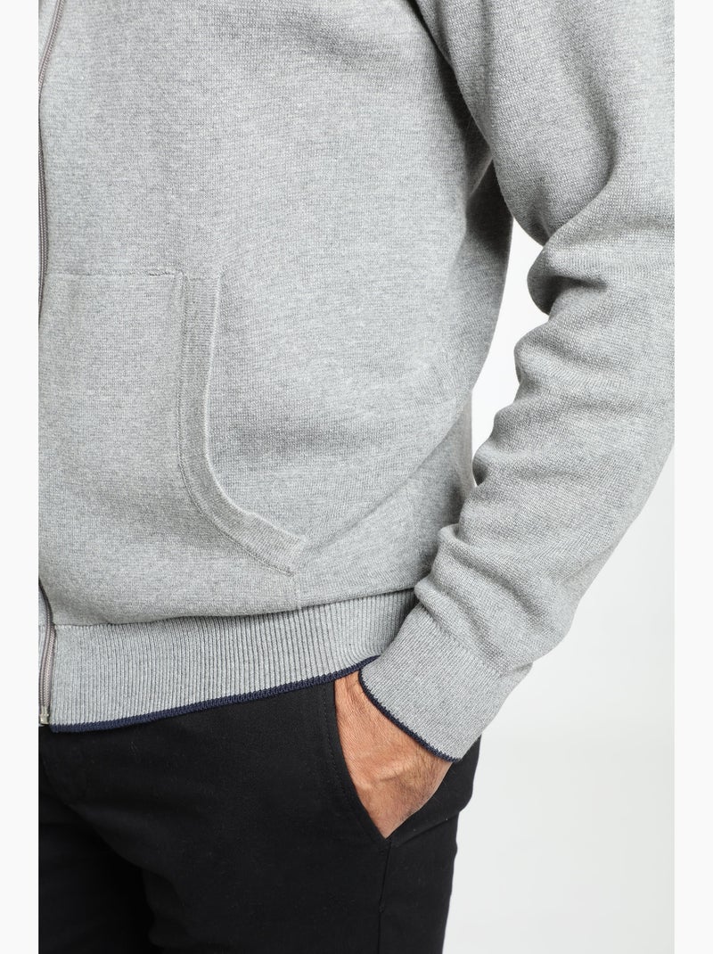 Gentleman Farmer - Pull col camionneur  en coton MILANO GILET Gris - Kiabi