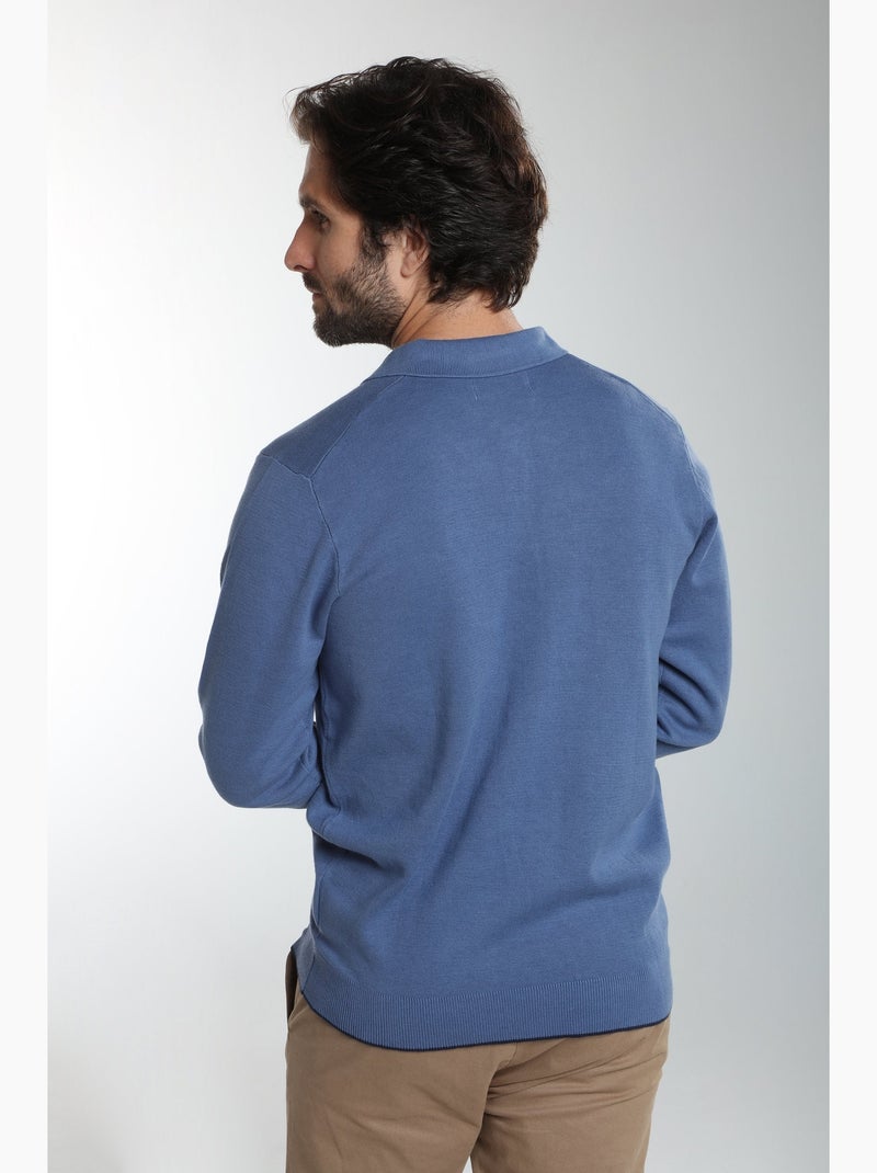 Gentleman farmer - pull col polo  en coton marvin Bleu - Kiabi