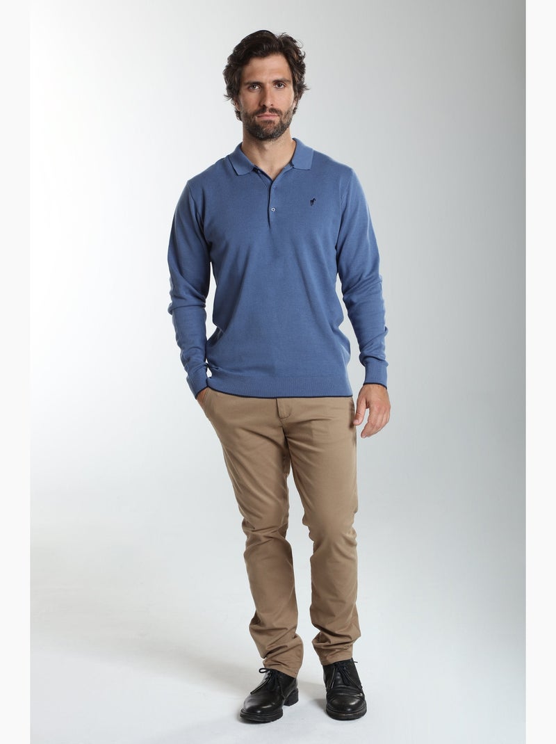 Gentleman farmer - pull col polo  en coton marvin Bleu - Kiabi