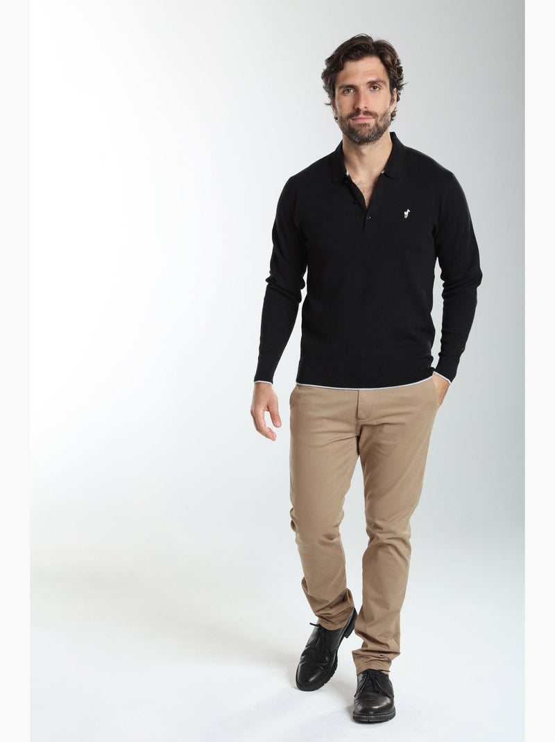 Gentleman farmer - pull col polo  en coton marvin Noir - Kiabi