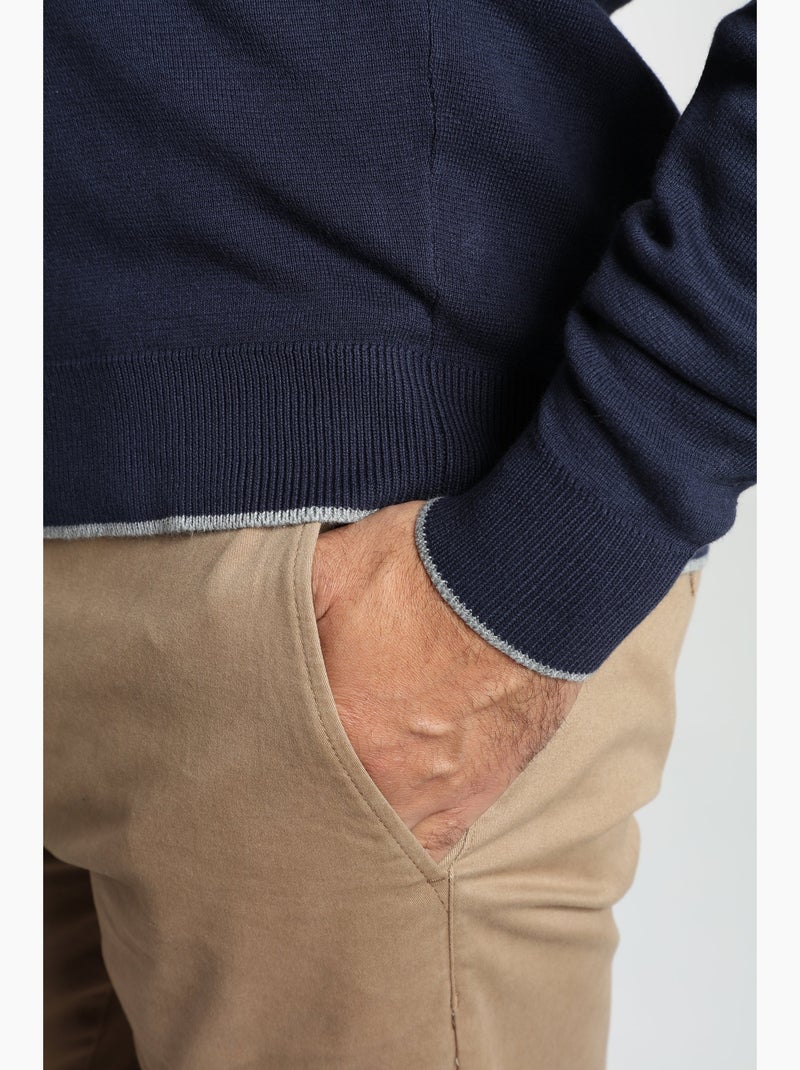 Gentleman Farmer - Pull col polo  en coton MILANO POLO Bleu marine - Kiabi