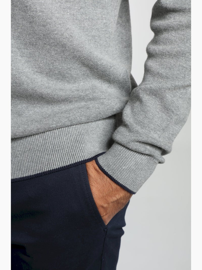 Gentleman Farmer - Pull col polo  en coton MILANO POLO Gris - Kiabi