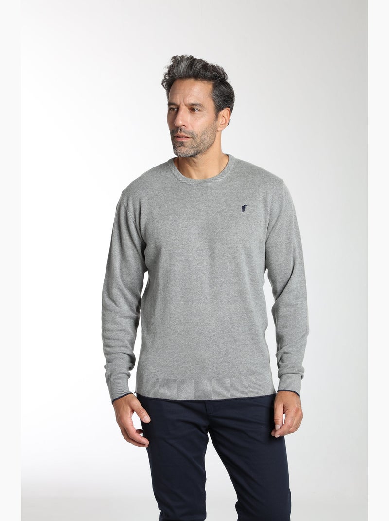 Gentleman Farmer - Pull col rond  en coton MILANO RDC Gris - Kiabi