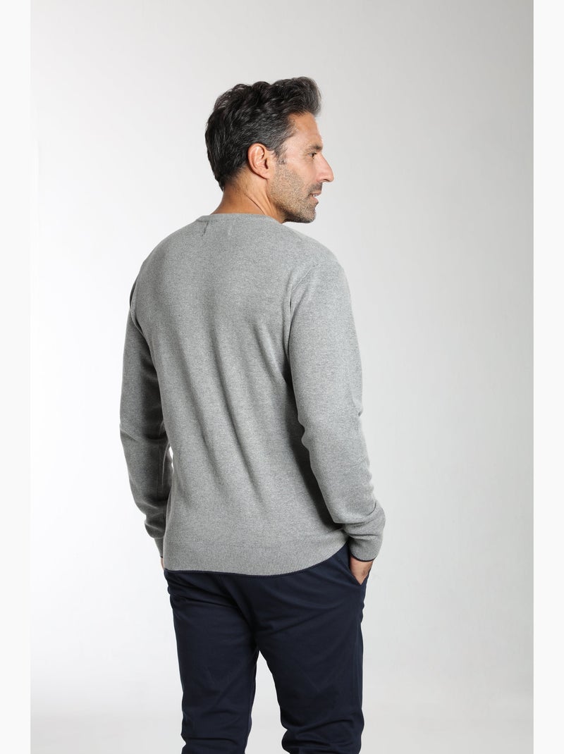 Gentleman Farmer - Pull col rond  en coton MILANO RDC Gris - Kiabi