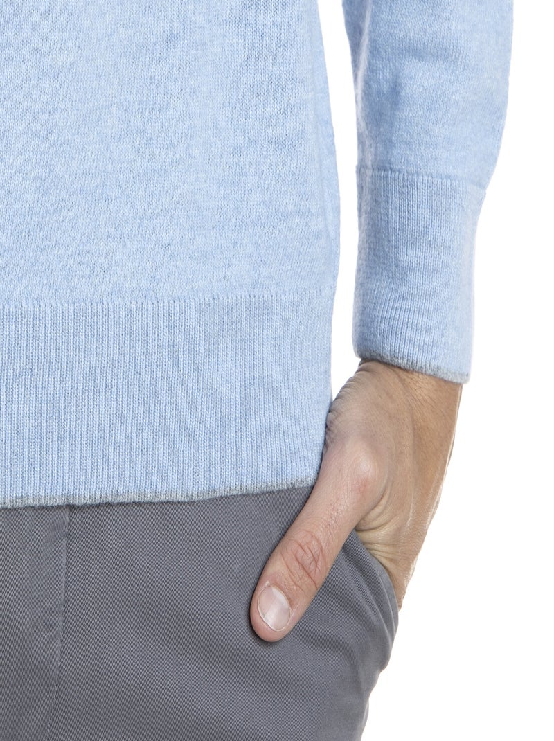 Gentleman Farmer - Pull col v  en laine LARS Bleu clair - Kiabi