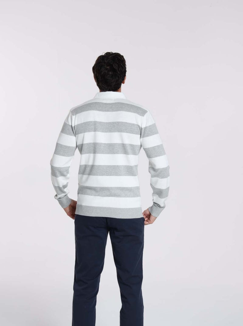 Gentleman Farmer - Pulls col polo  en coton RACING Gris chiné - Kiabi