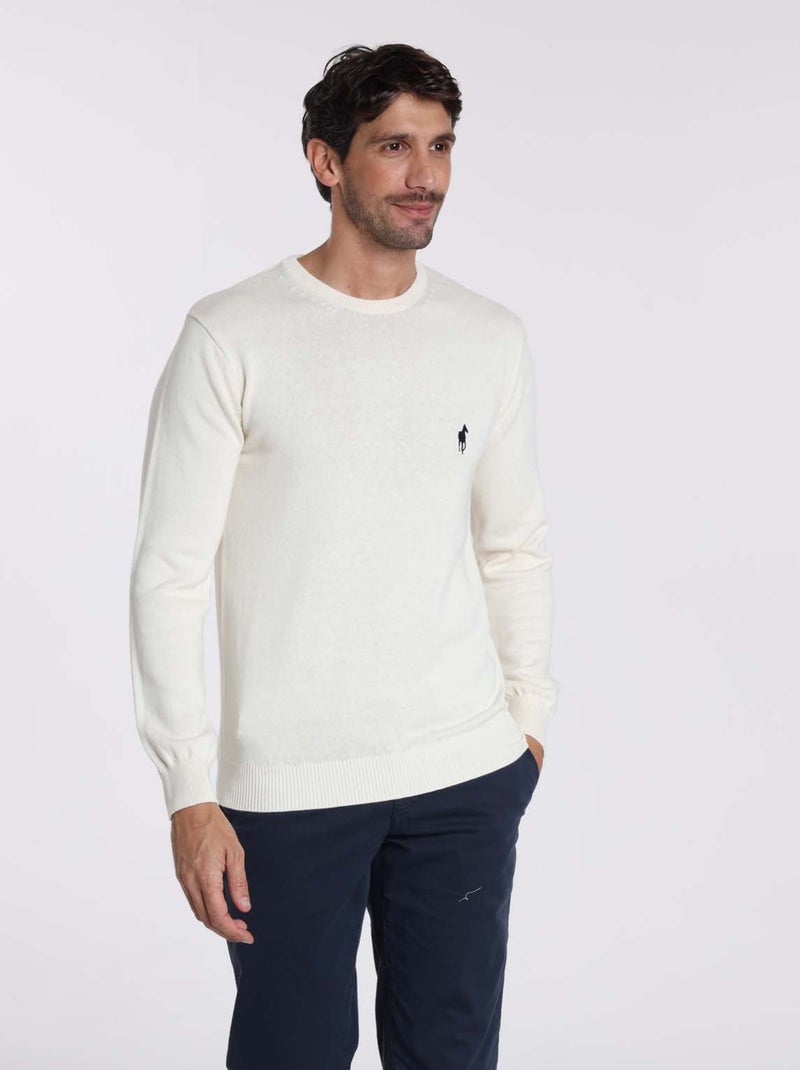 Gentleman Farmer - Pulls col rond  en coton PACO Beige - Kiabi