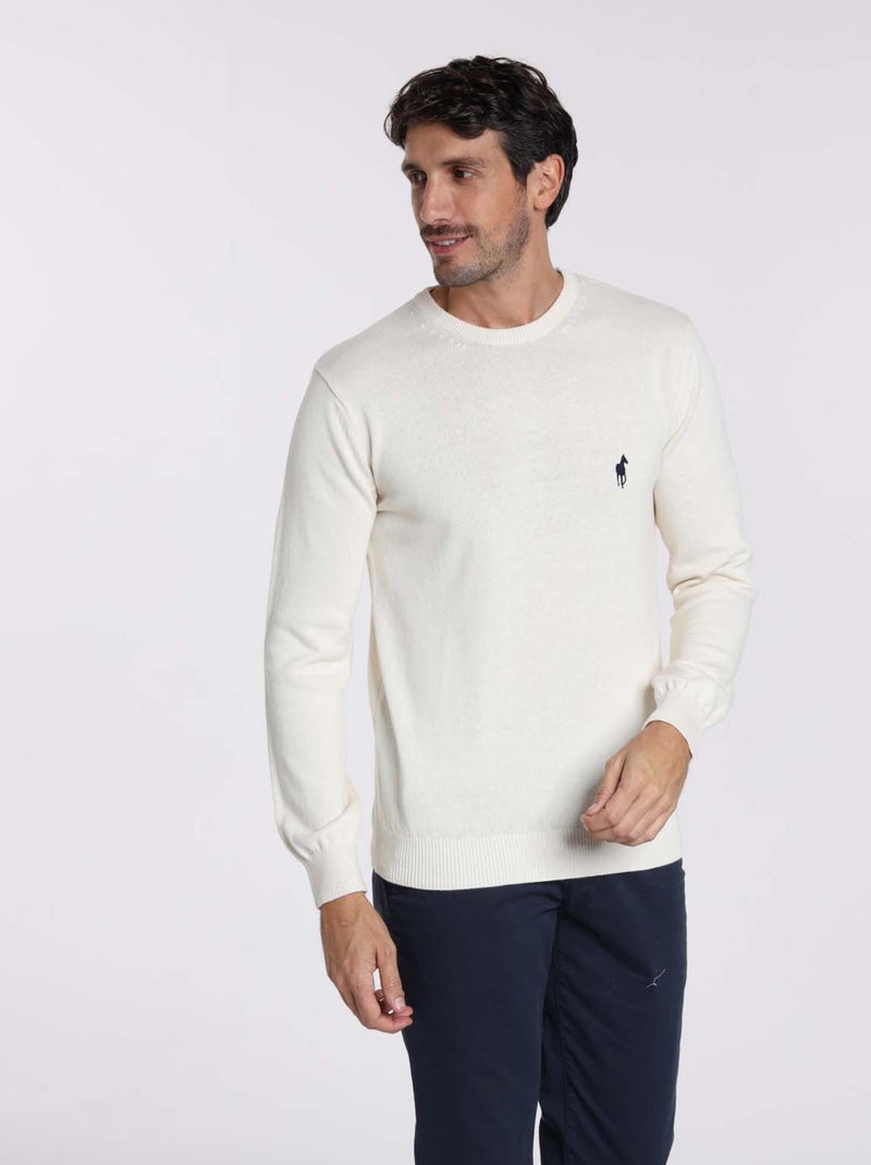 Gentleman Farmer - Pulls col rond  en coton PACO Beige - Kiabi