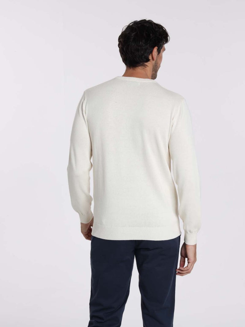 Gentleman Farmer - Pulls col rond  en coton PACO Beige - Kiabi