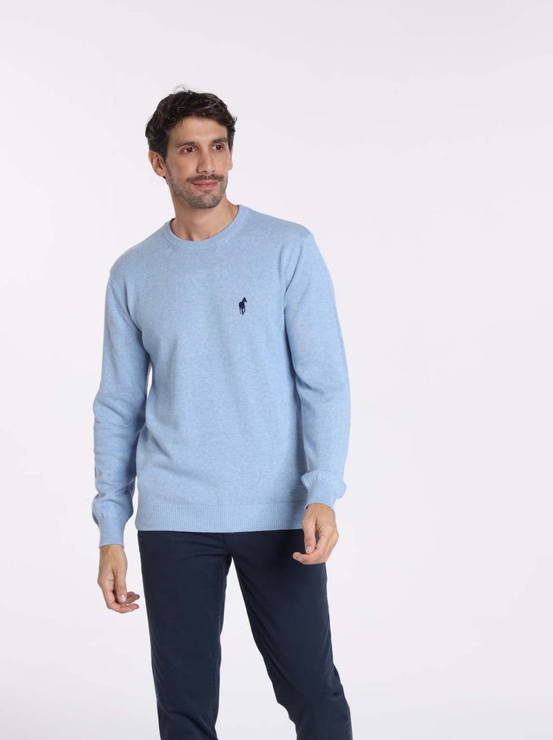 Gentleman Farmer - Pulls col rond  en coton PACO Bleu clair - Kiabi
