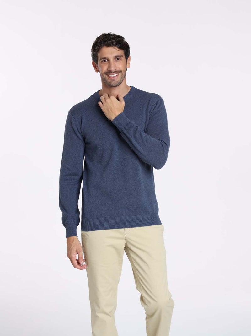 Gentleman Farmer - Pulls col rond  en coton PACO Bleu - Kiabi