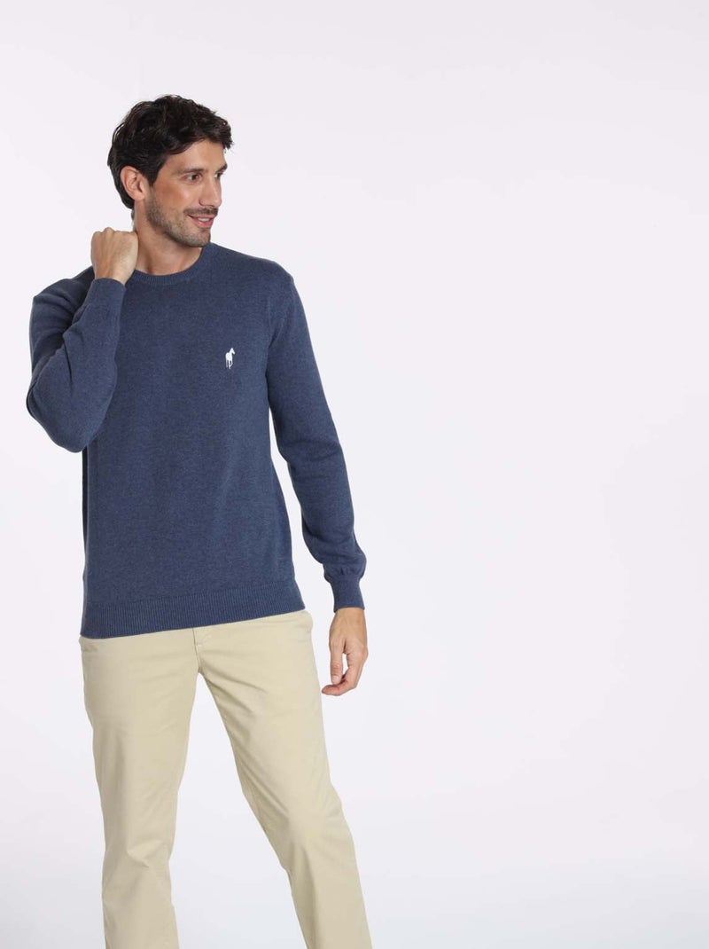 Gentleman Farmer - Pulls col rond  en coton PACO Bleu - Kiabi