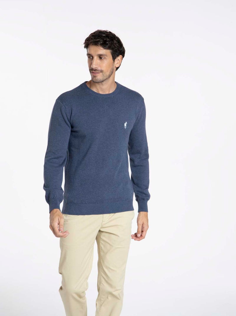 Gentleman Farmer - Pulls col rond  en coton PACO Bleu - Kiabi