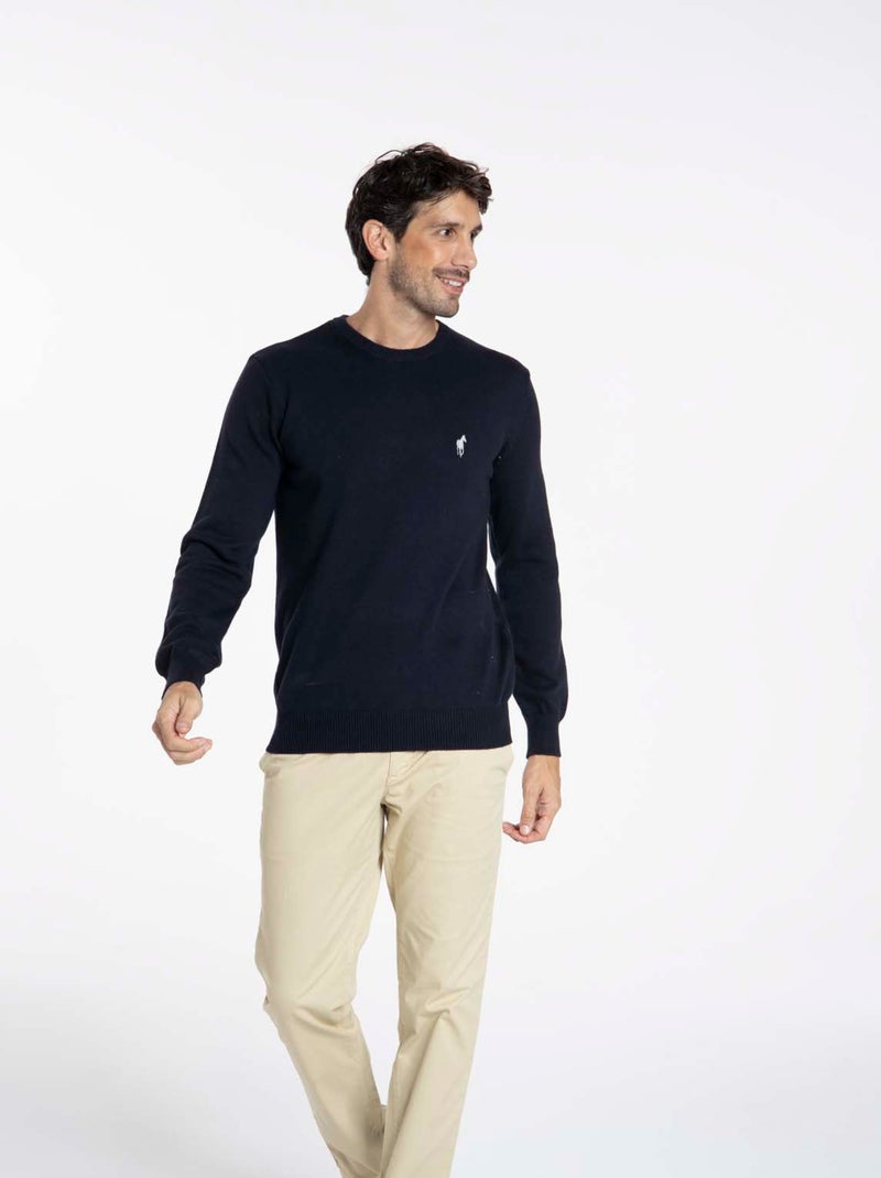 Gentleman Farmer - Pulls col rond  en coton PACO Bleu marine - Kiabi