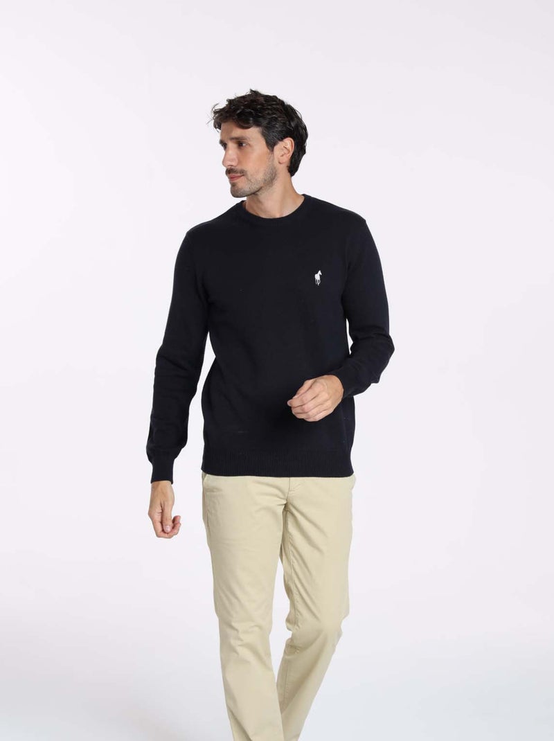 Gentleman Farmer - Pulls col rond  en coton PACO Bleu marine - Kiabi