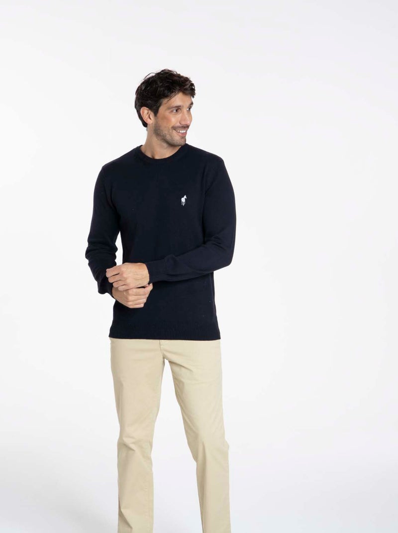 Gentleman Farmer - Pulls col rond  en coton PACO Bleu marine - Kiabi
