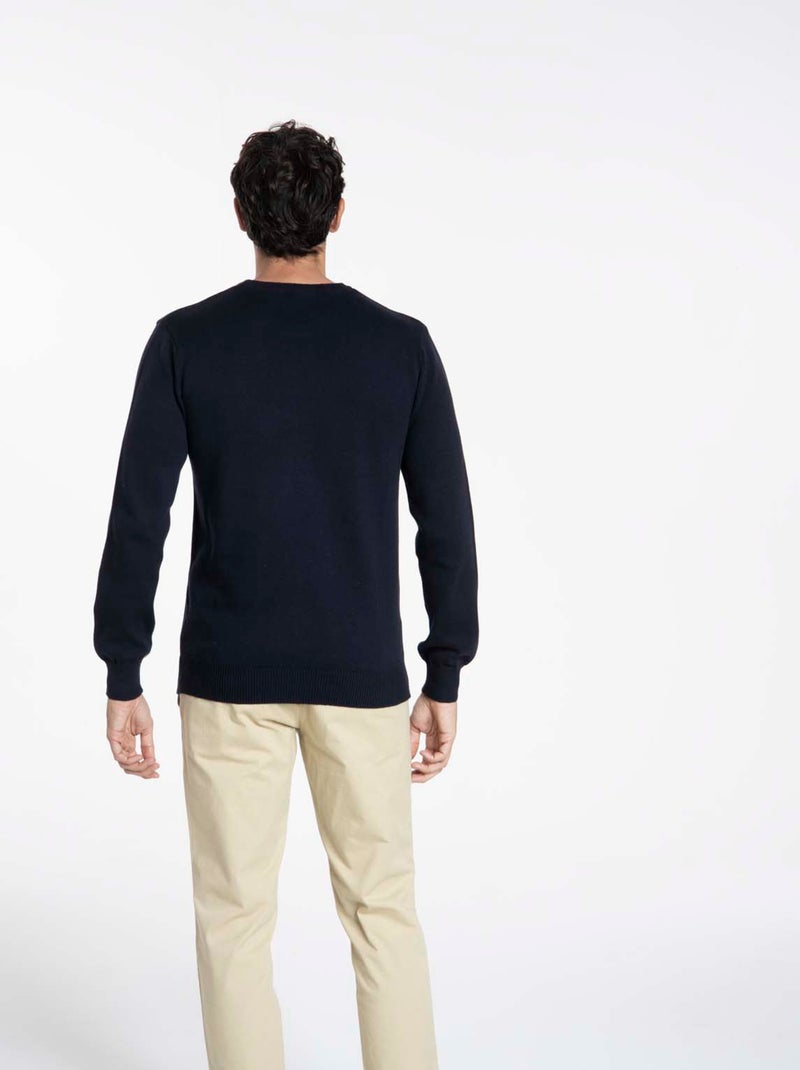 Gentleman Farmer - Pulls col rond  en coton PACO Bleu marine - Kiabi