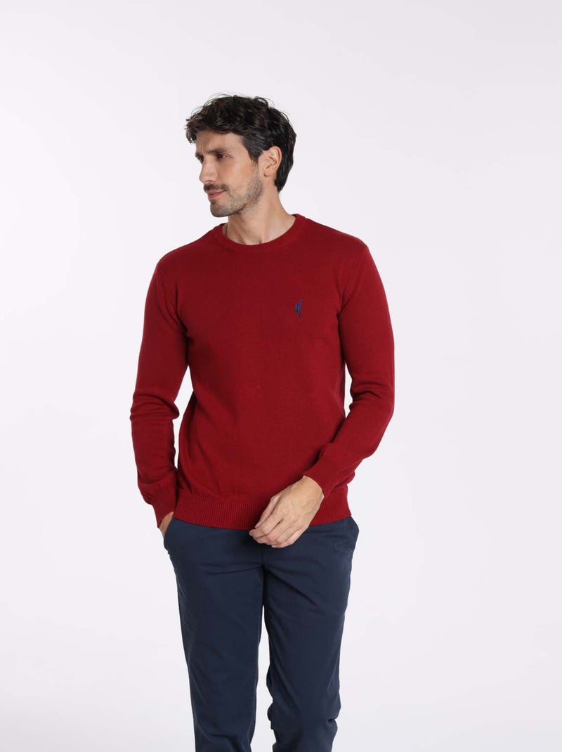 Gentleman Farmer - Pulls col rond  en coton PACO Rouge - Kiabi