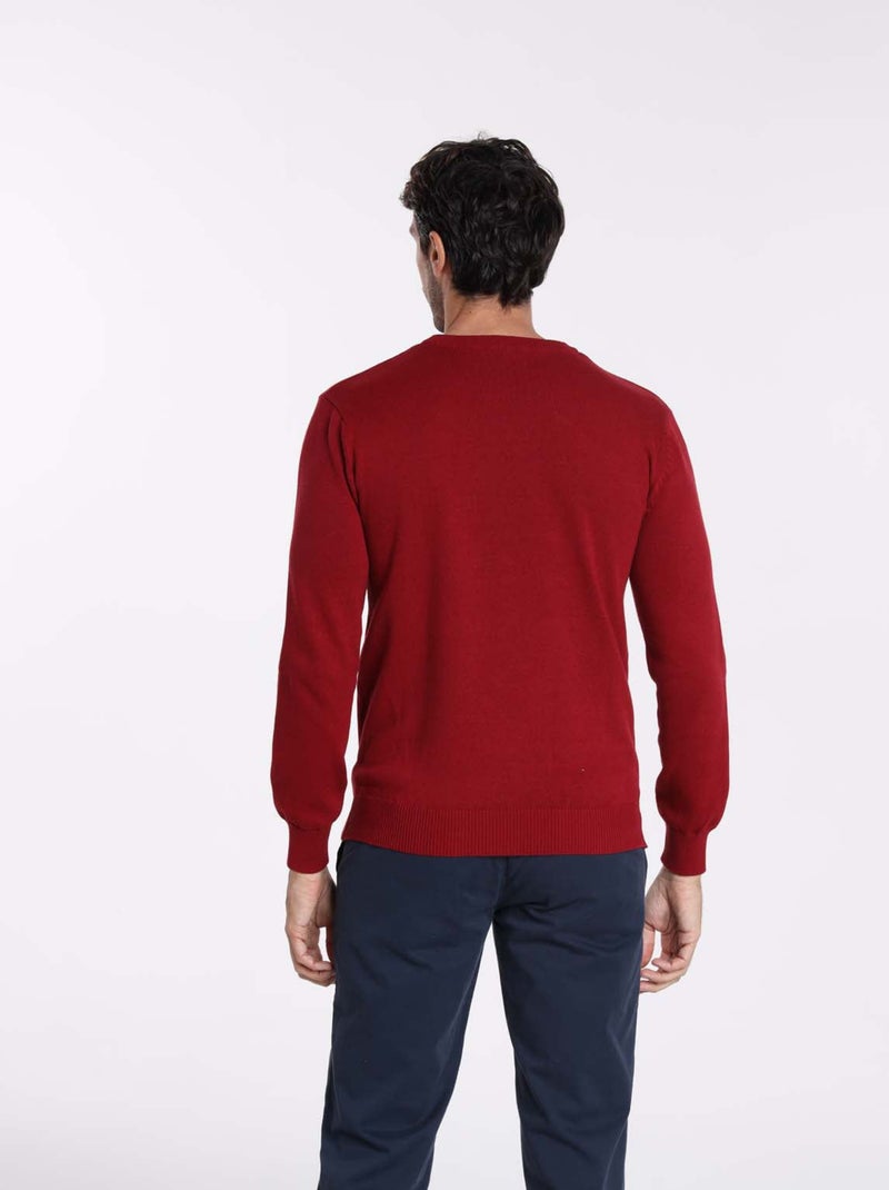 Gentleman Farmer - Pulls col rond  en coton PACO Rouge - Kiabi