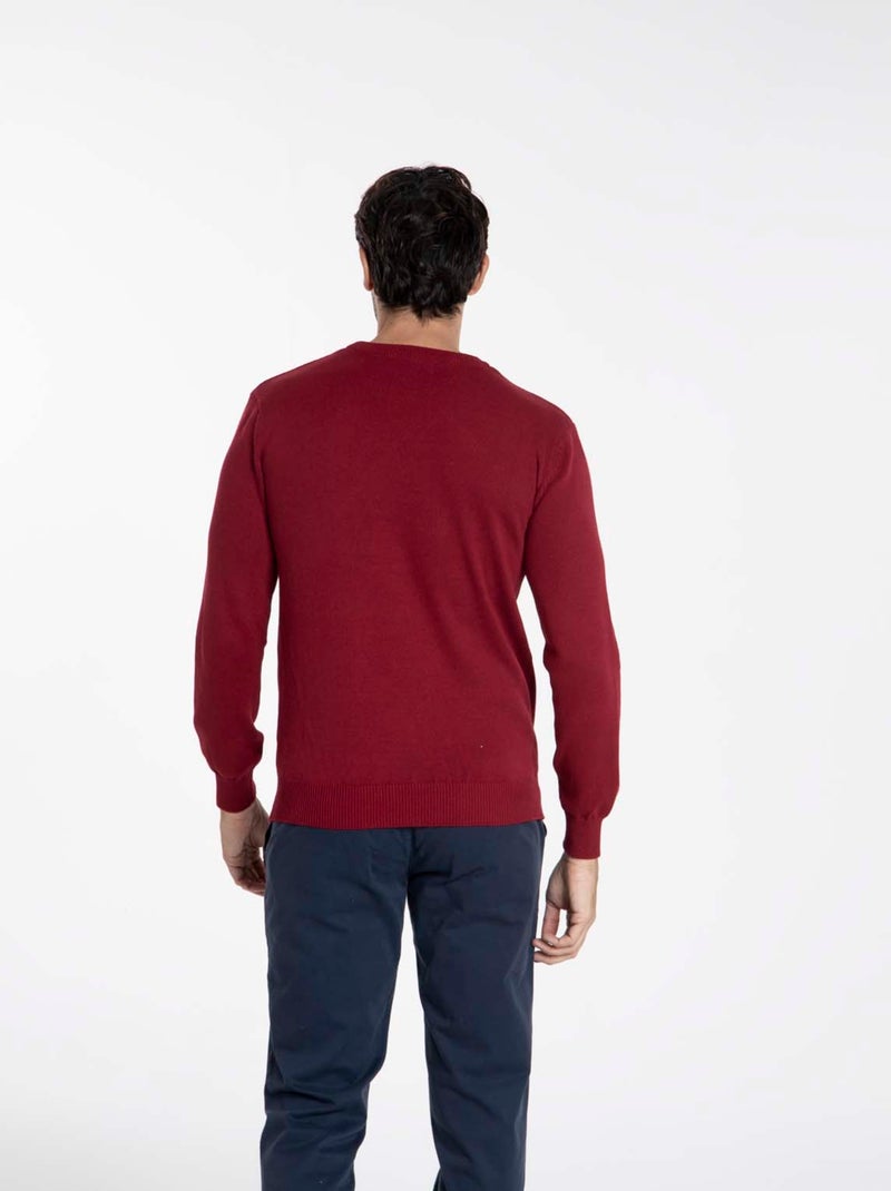 Gentleman Farmer - Pulls col rond  en coton PACO Rouge - Kiabi