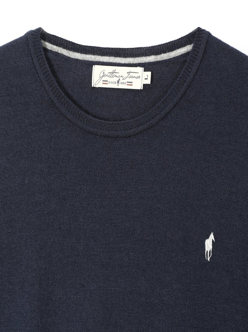 Gentleman Farmer - Pulls col rond  en laine PAIGE Bleu marine - Kiabi